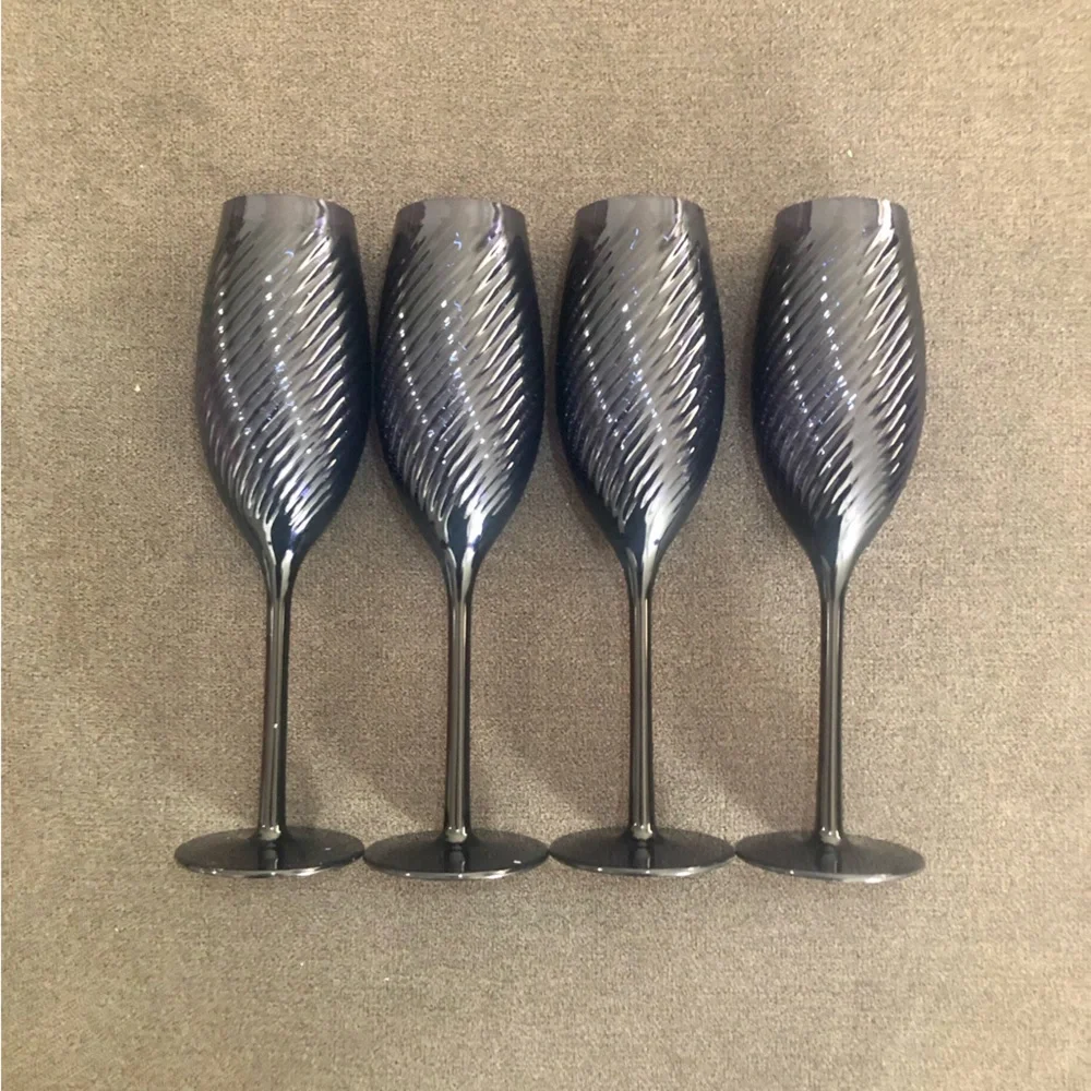 Monique Lhuillier Campania Outdoor Champagne Flutes Blue Set of 4